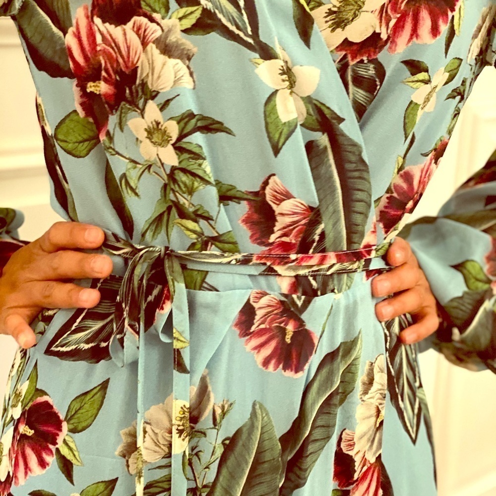 Floral vibrant maxi rap around dress